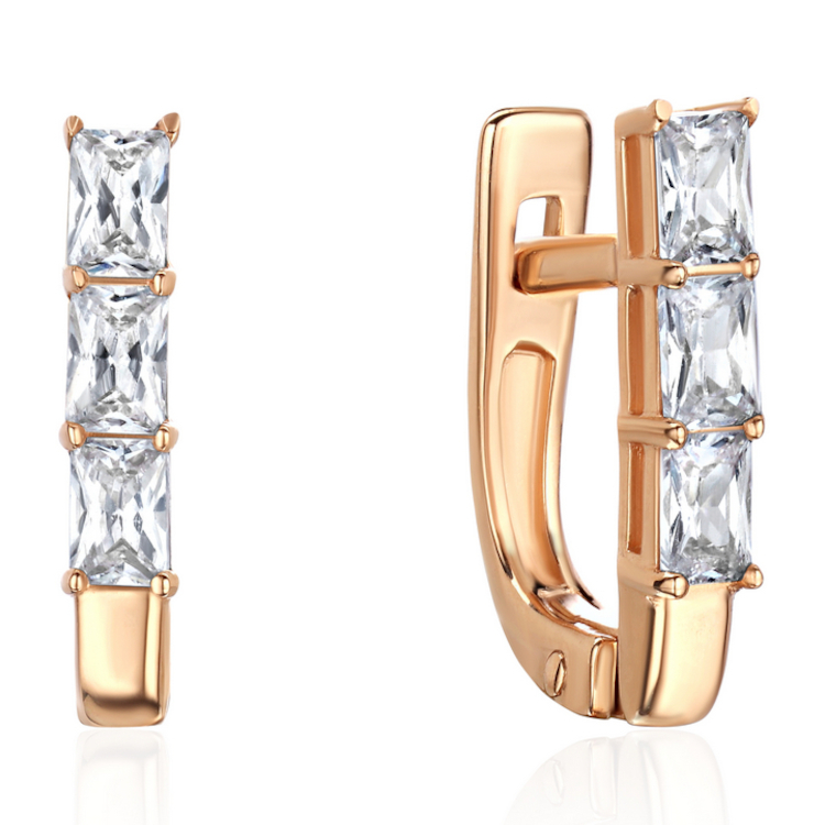 Серьги из красного золота 585 пробы с фианитами 01С1117006