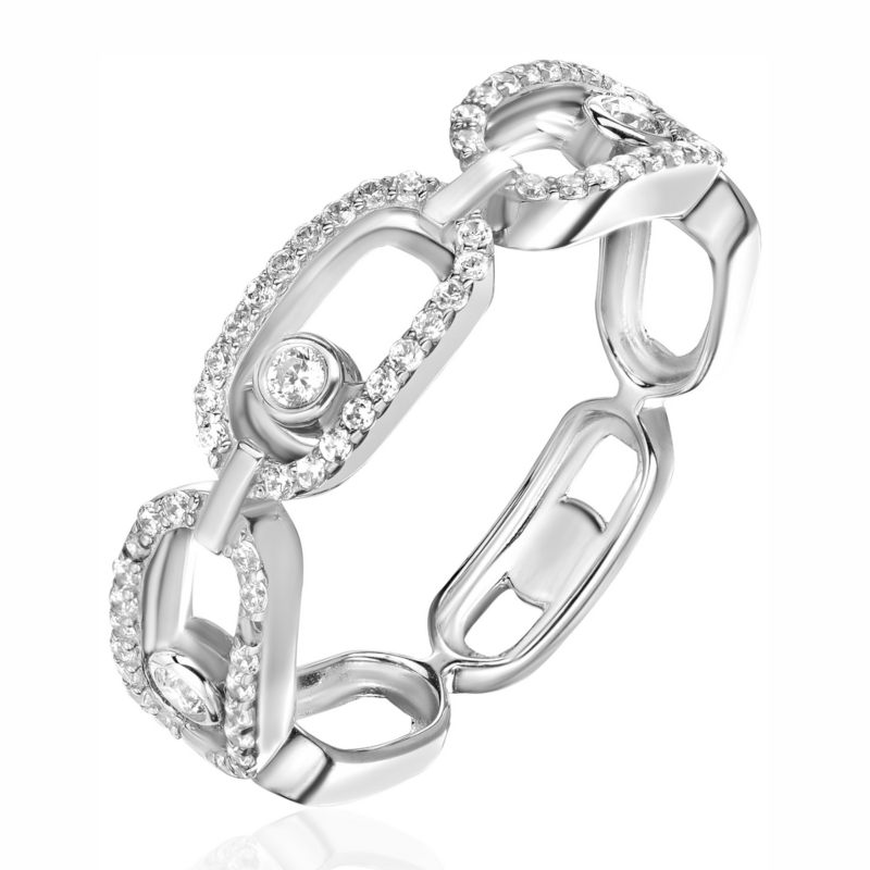 Кольцо из белого золота 585 пробы с фианитами 01К1215438