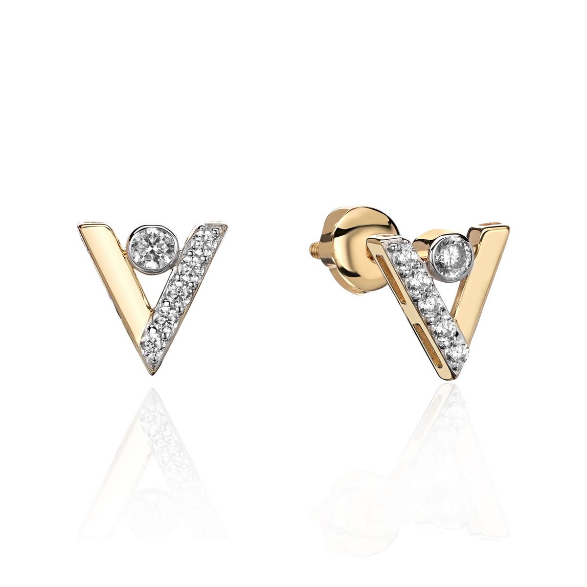 Серьги из желтого золота 585 пробы с фианитами 01С1313999Р