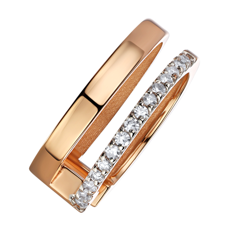 Серьга одиночная кафф из красного золота 585 пробы с бриллиантами 01С6115824-17