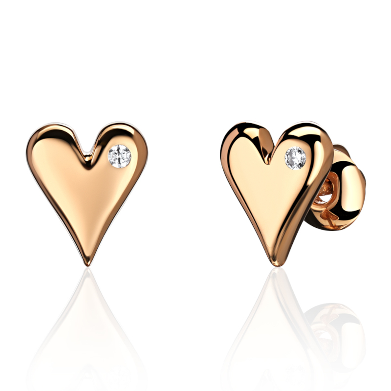 Серьги из красного золота 585 пробы с фианитами 01С1115498
