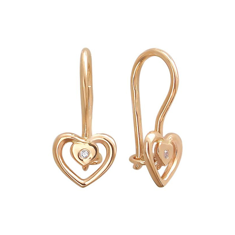 Серьги из красного золота 375 пробы с фианитами 01С119241S