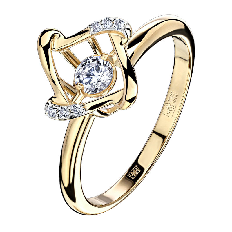 Кольцо из желтого золота 585 пробы с фианитами 01К1311853Р