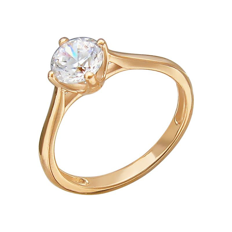 Кольцо из красного золота 585 пробы с фианитом 01К118529