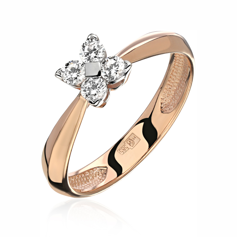 Кольцо из красного золота 585 пробы с фианитами 01К1115500Р