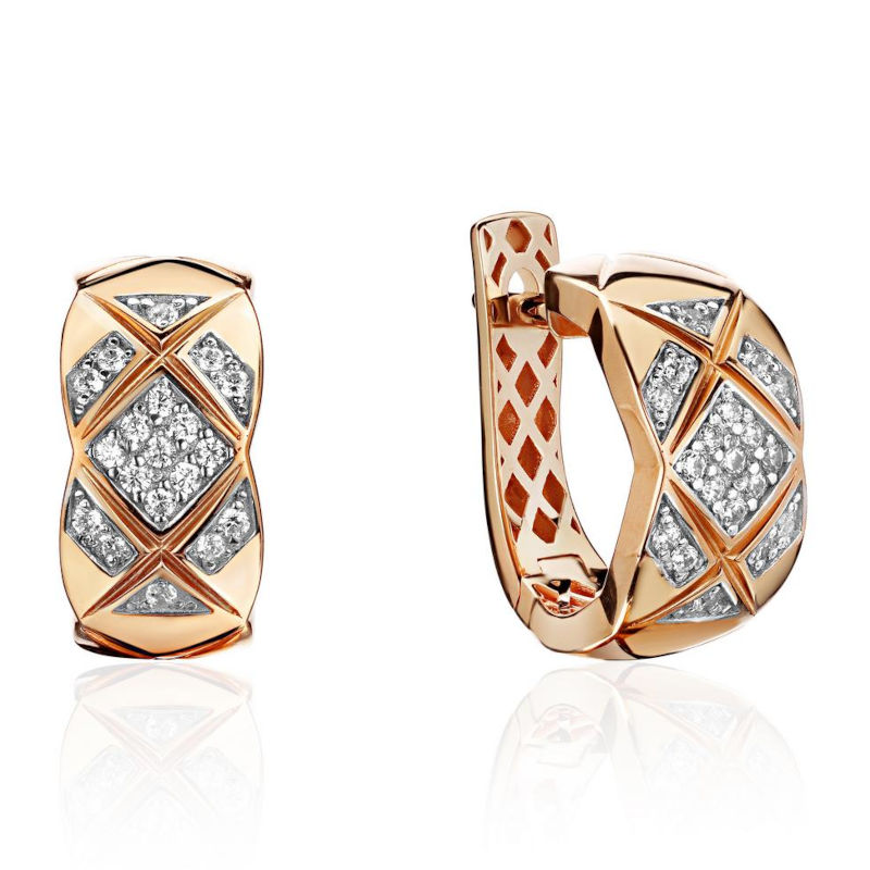 Серьги из желтого золота 585 пробы с фианитами 01С1315315