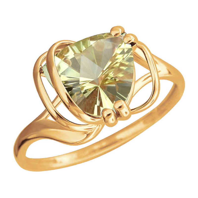 Кольцо из красного золота 585 пробы с лимонным кварцем 01К3112170-4