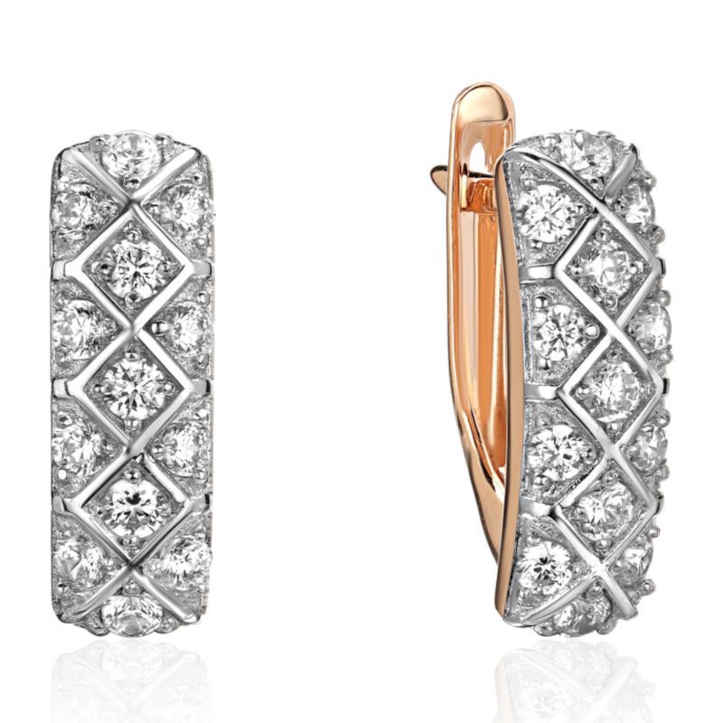 Серьги из красного золота 585 пробы с фианитами 01С1115082Р