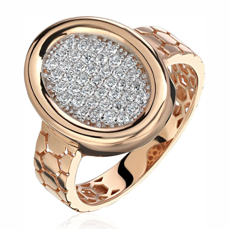 Кольцо из красного золота 585 пробы с фианитами 01К1115029Р