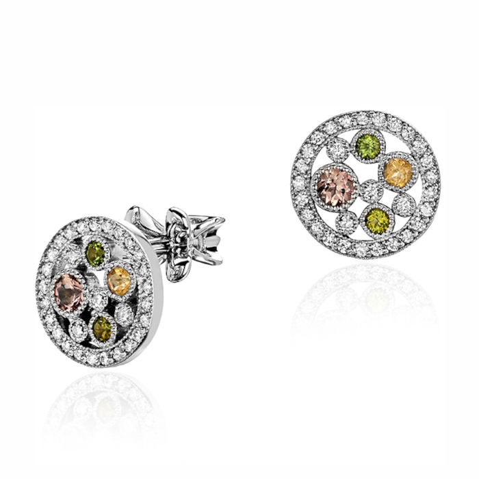 Серьги из белого золота 585 пробы с турмалинами и бриллиантами 01С6213659-5