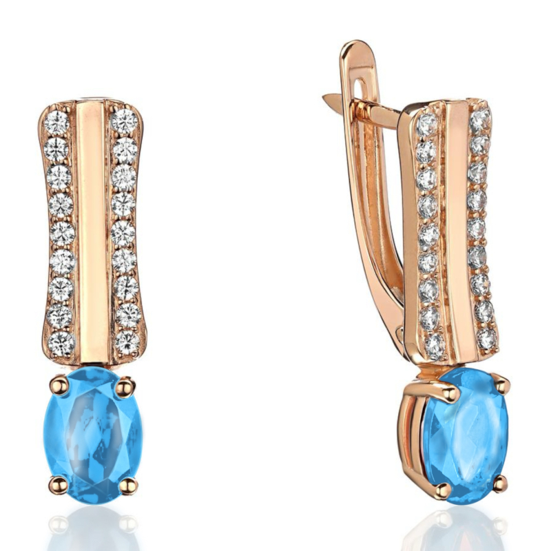 Серьги из красного золота 585 пробы с топазами и фианитами 01С3115373Р-4