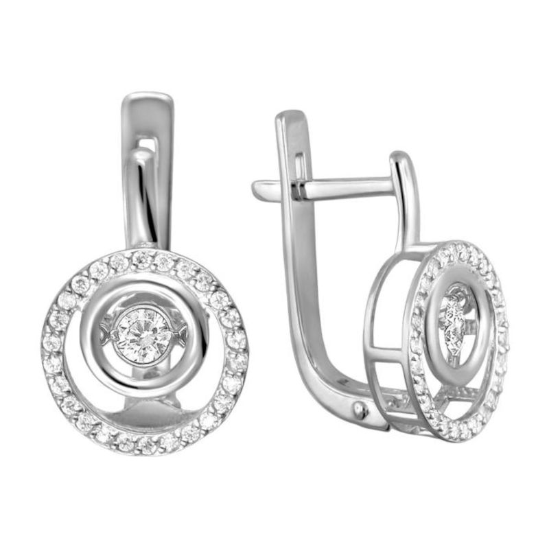 Серьги из белого золота 585 пробы с фианитом 01С1211863