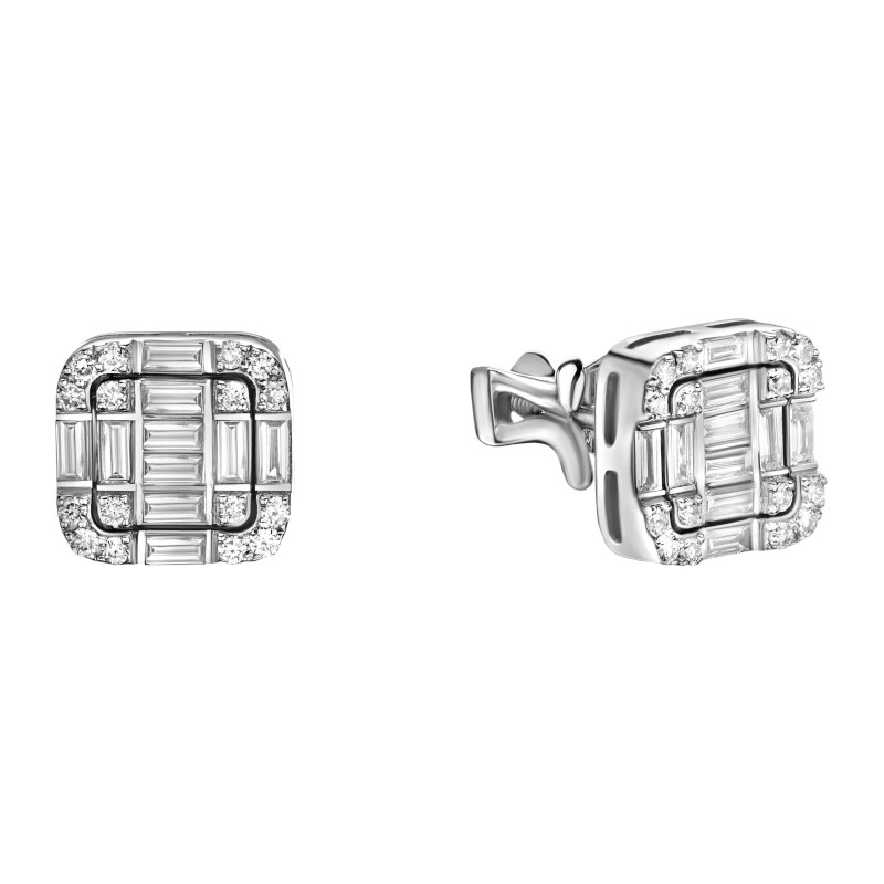 Серьги из белого золота 585 пробы с бриллиантами 01С6214234