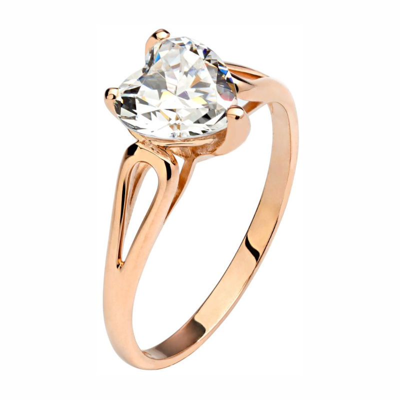 Кольцо из красного золота 585 пробы с фианитом 01К1112361