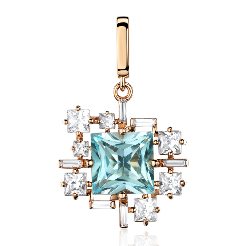 Подвеска из красного золота 585 пробы с топазом и фианитами 01П3115421-1