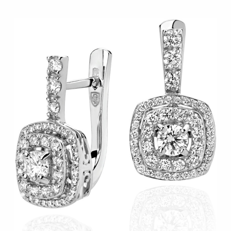 Серьги из белого золота 585 пробы с бриллиантами 01С6213233