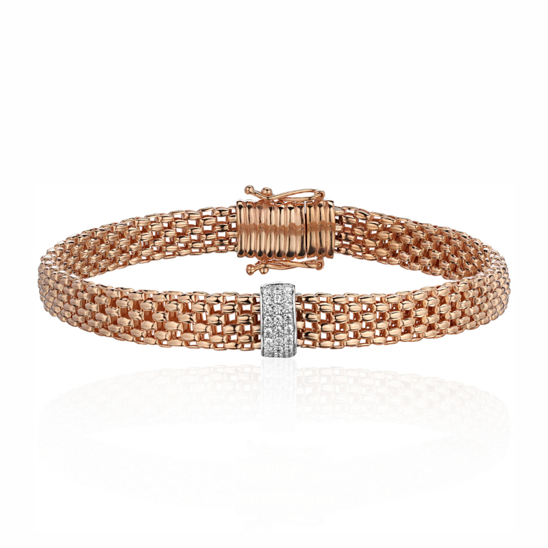 Браслет из двух цветов золота 585 пробы с фианитами 01Б161482