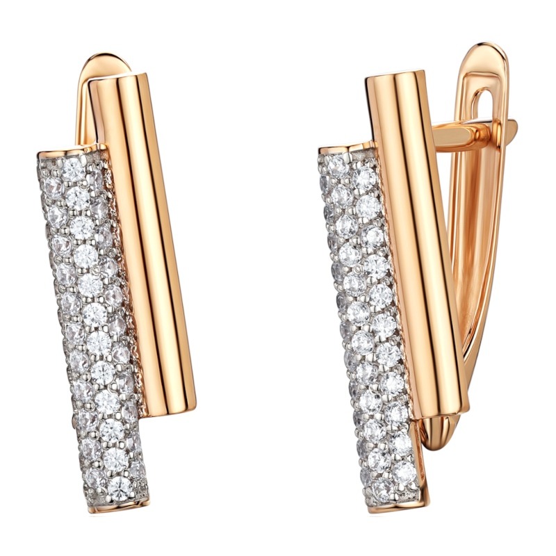 Серьги из красного золота 585 пробы с фианитами 01С1115653Р