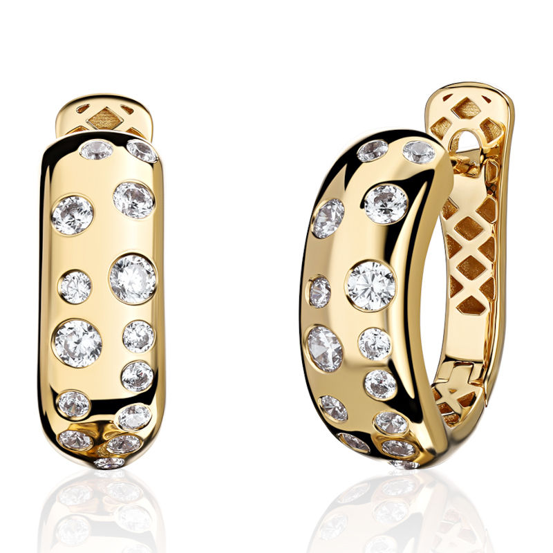 Серьги из желтого золота 585 пробы с фианитами 01С1316757