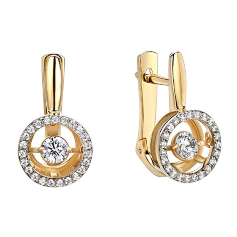 Серьги из желтого золота 585 пробы с фианитами 01С137959