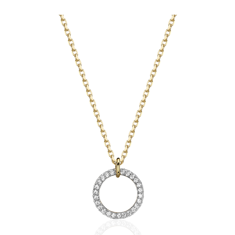 Колье из желтого золота 585 пробы с фианитами 01Л132418