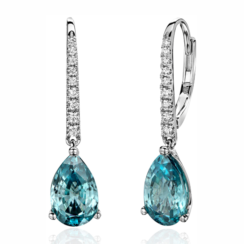 Серьги из белого золота 750 пробы с цирконом и бриллиантами 01С6714700-5