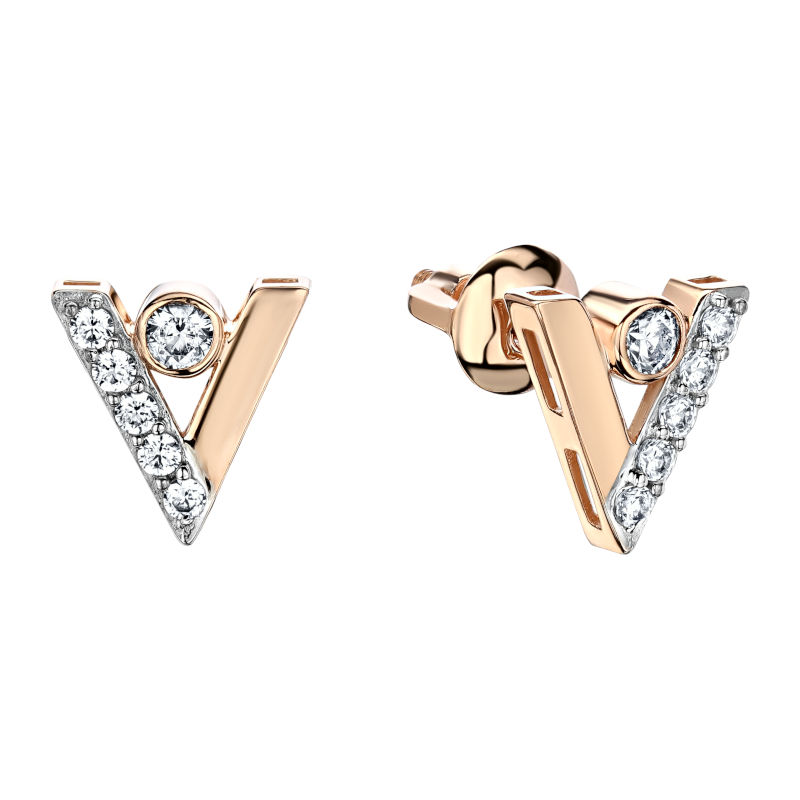 Серьги из красного золота 585 пробы с фианитами 01С1113999Р Серьги из красного золота 585 пробы с фианитами 01С1113999Р