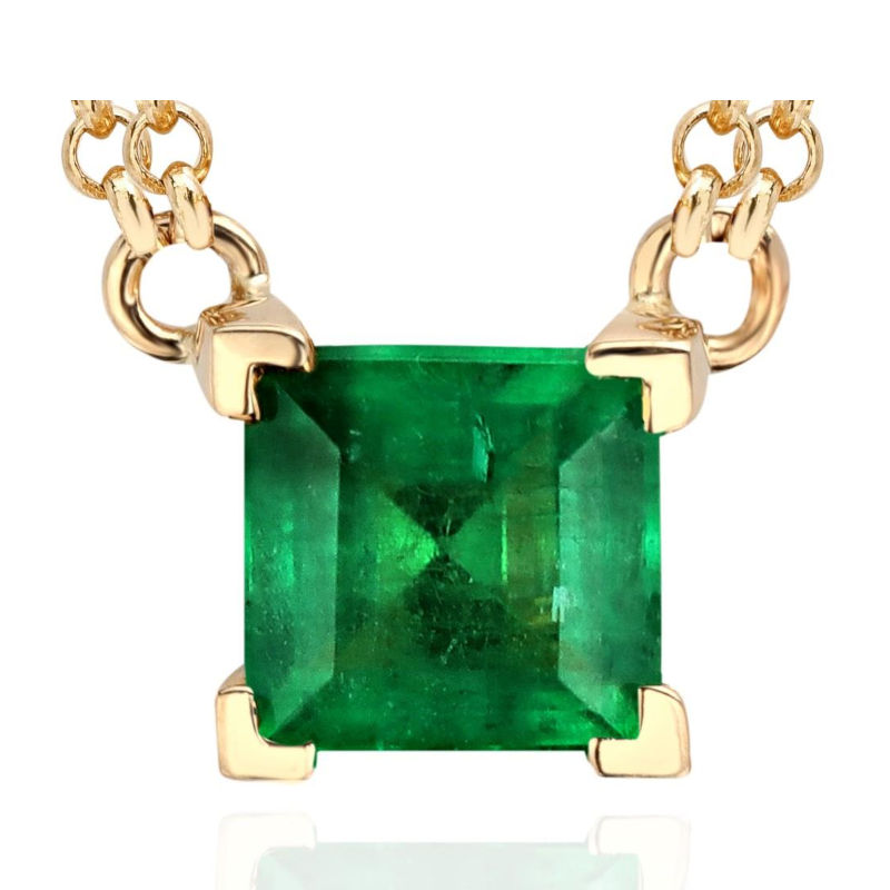 Колье из желтого золота 585 пробы с изумрудом и бриллиантами 01Л632172-1