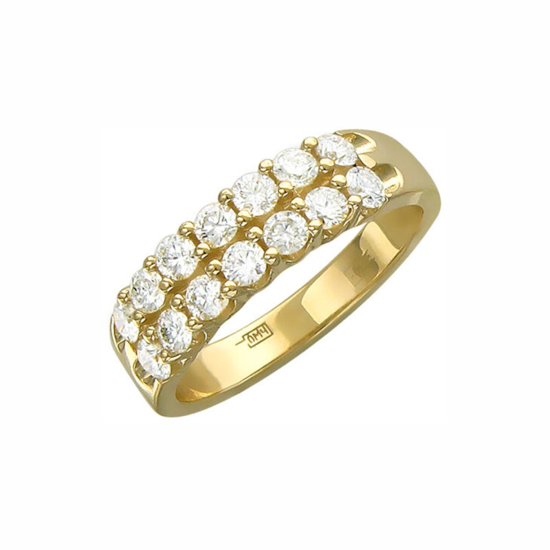 Кольцо из желтого золота 585 пробы с бриллиантами 01К635788