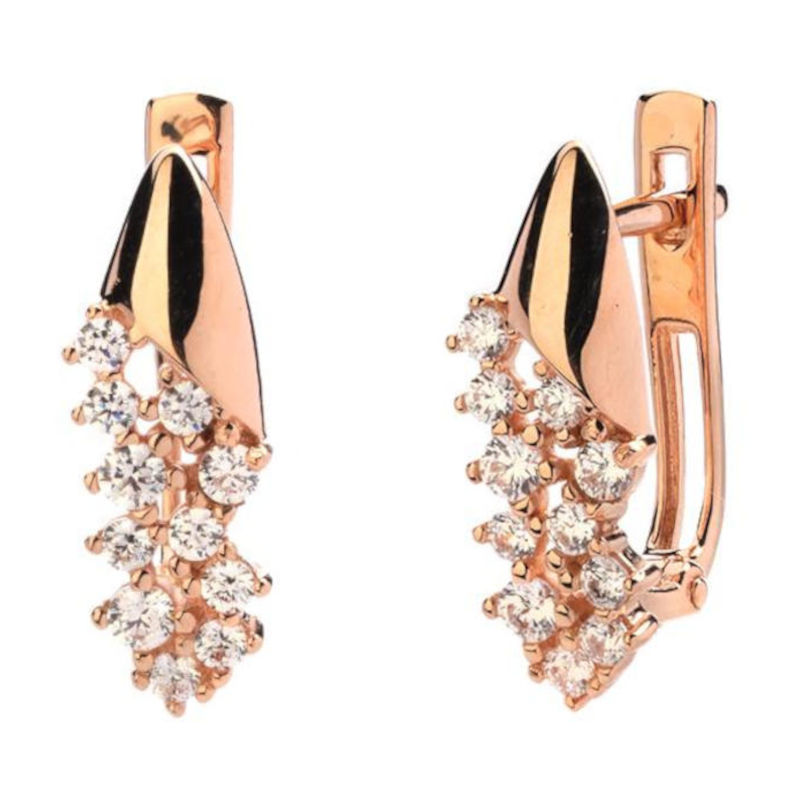 Серьги из красного золота 585 пробы с фианитами 01С1113364