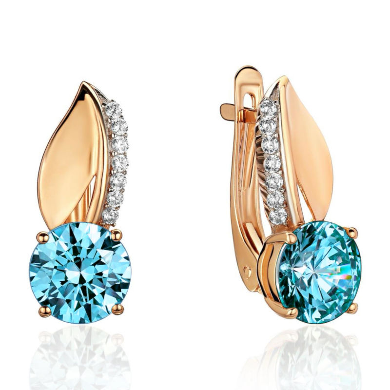 Серьги из красного золота 585 пробы с топазами и фианитами 01С3116423Р-2