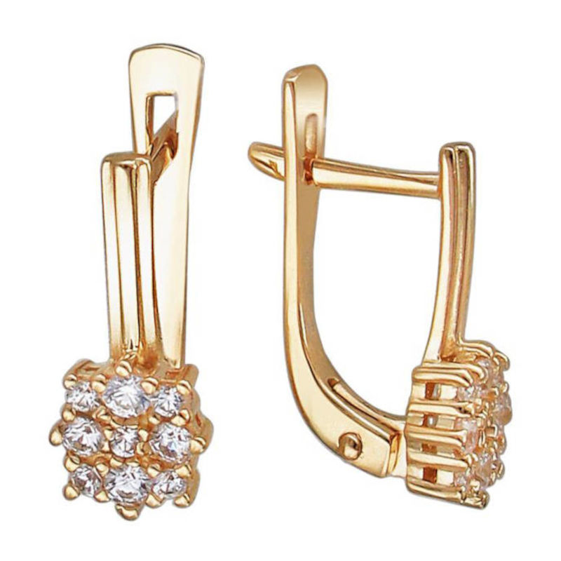 Серьги из красного золота 585 пробы с фианитами 01С118534