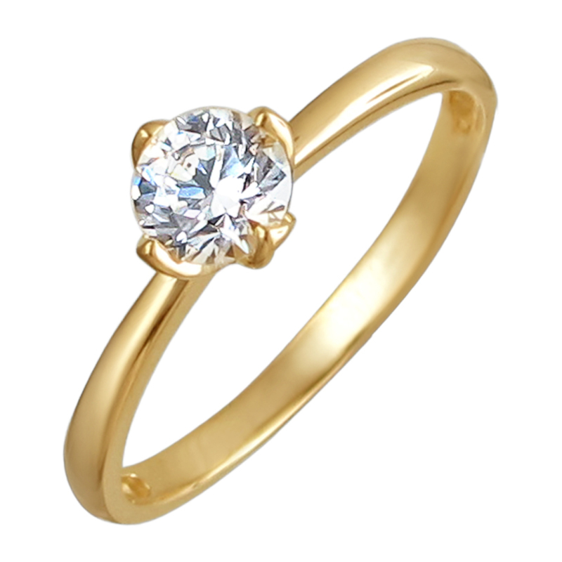 Кольцо из желтого золота 585 пробы с фианитом 01К138638