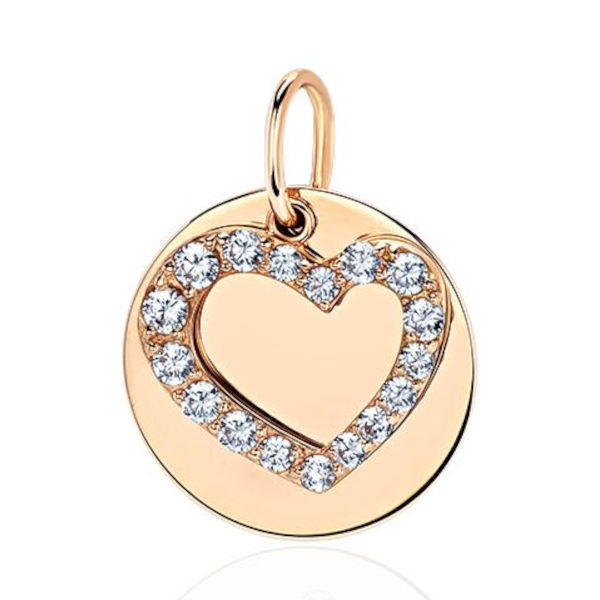 Подвеска "Сердце" из красного золота 375 пробы с фианитами 01П113640S