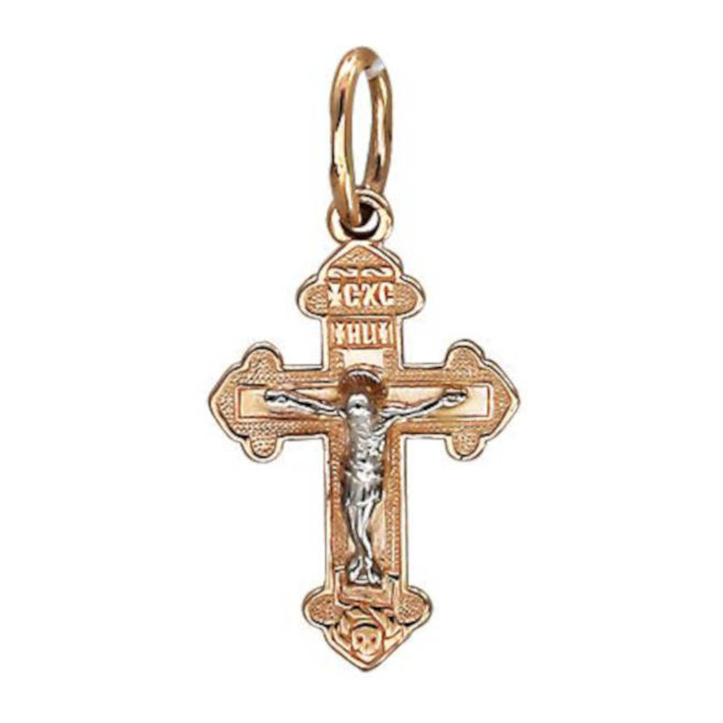 Крест нательный из красного золота 585 пробы без вставок 01Р010819