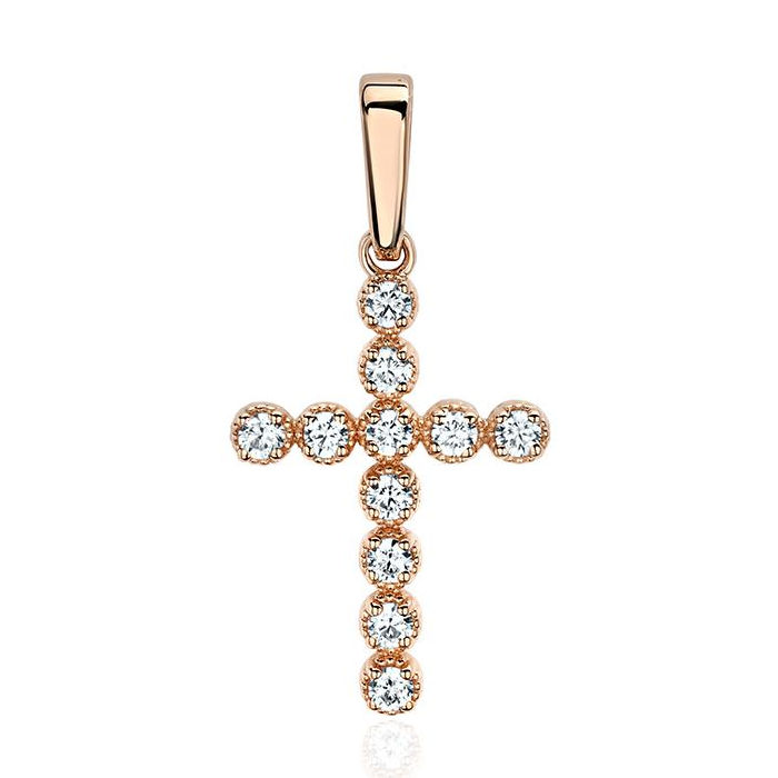 Подвеска "Крест" из красного золота 585 пробы с бриллиантами 01Р611120-17 Подвеска "Крест" из красного золота 585 пробы с бриллиантами 01Р611120-17