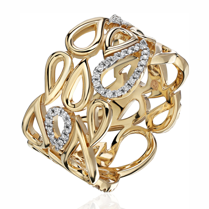 Кольцо из желтого золота 585 пробы с бриллиантами 01К6315595