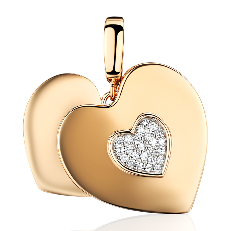 Подвеска из красного золота 585 пробы с бриллиантами 01П614220-17