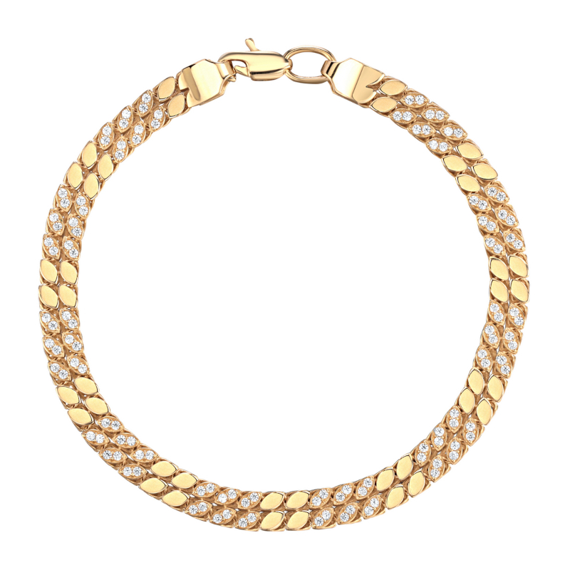 Браслет из желтого золота 585 пробы с фианитами 01Б133740