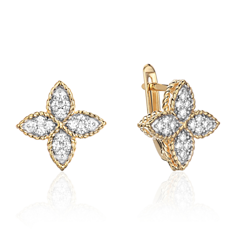 Серьги из желтого золота 585 пробы с фианитами 01С1315580Р