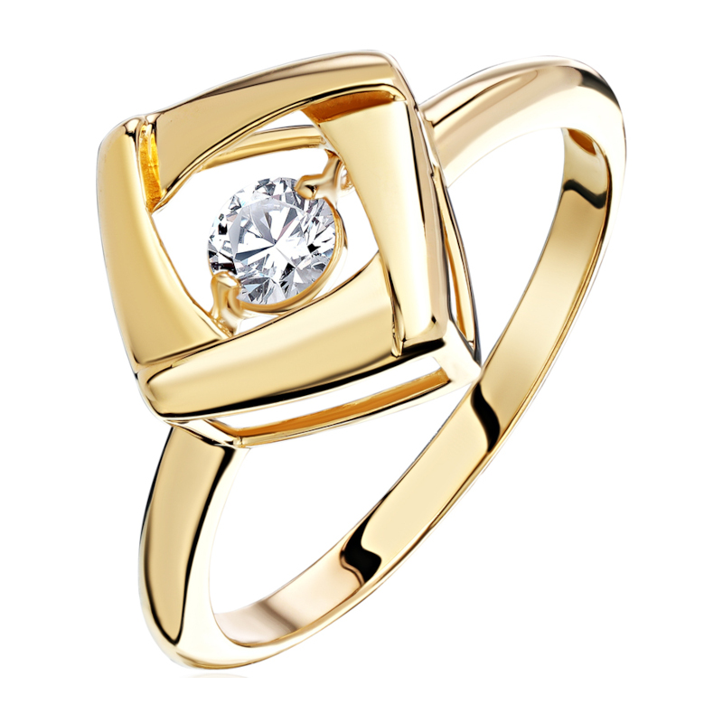 Кольцо из желтого золота 585 пробы с фианитом 01К1314466