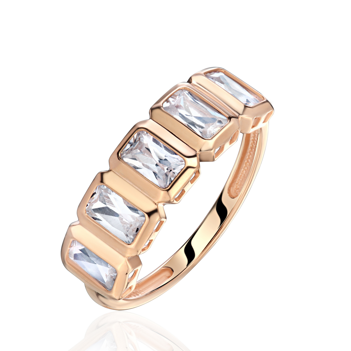 Кольцо из красного золота 585 пробы с фианитами 01К1116878