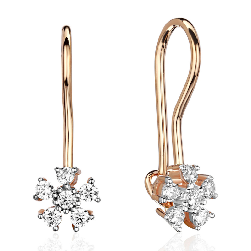 Серьги из красного золота 585 пробы с фианитами 01С1117012Р