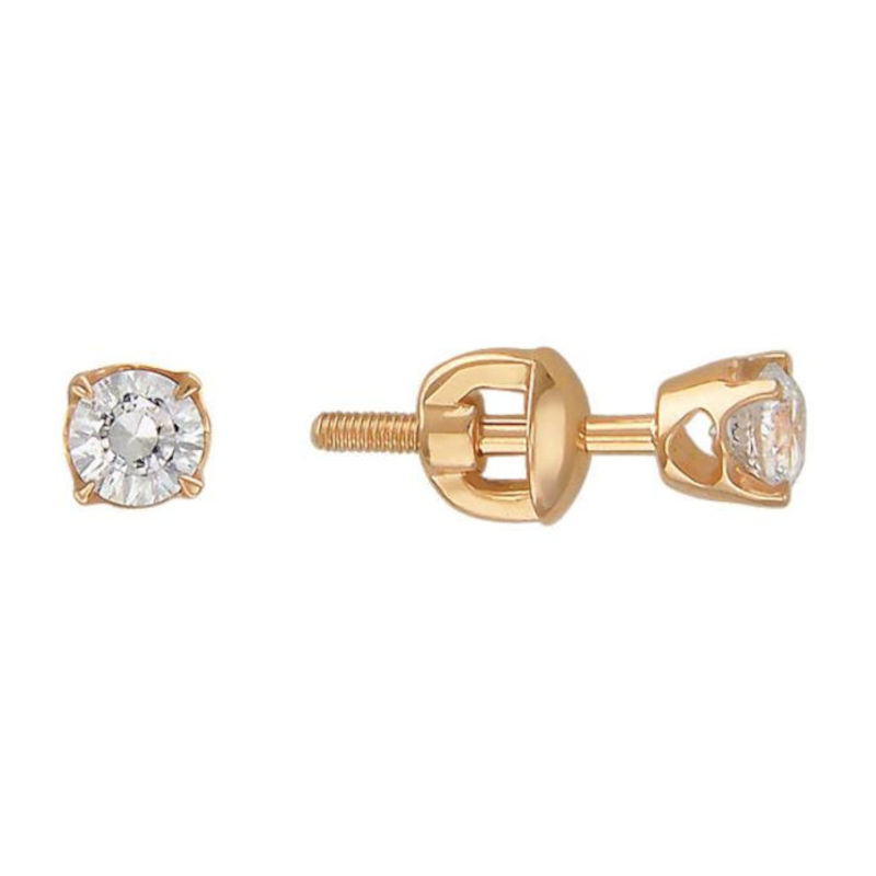 Серьги из красного золота 585 пробы с фианитами 01С119312