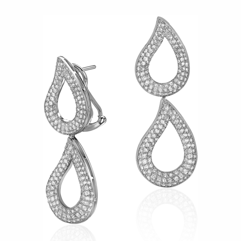 Серьги из белого золота 585 пробы с бриллиантами 01С6214484