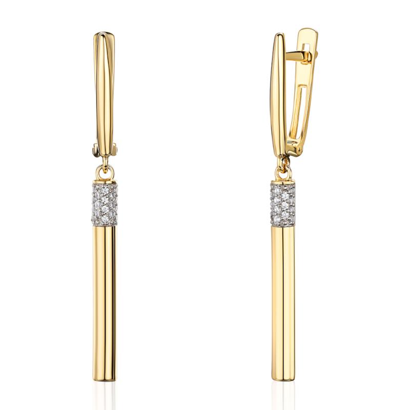 Серьги из желтого золота 585 пробы с фианитами 01С1315651Р