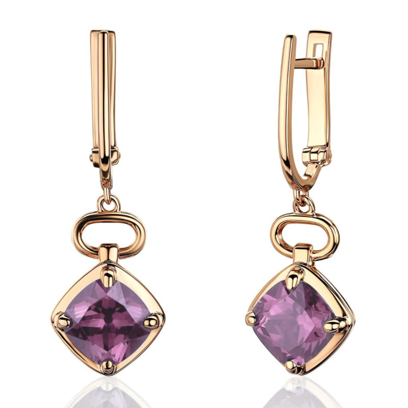 Серьги из красного золота 585 пробы с наноситал морганитами 01С2115530-3