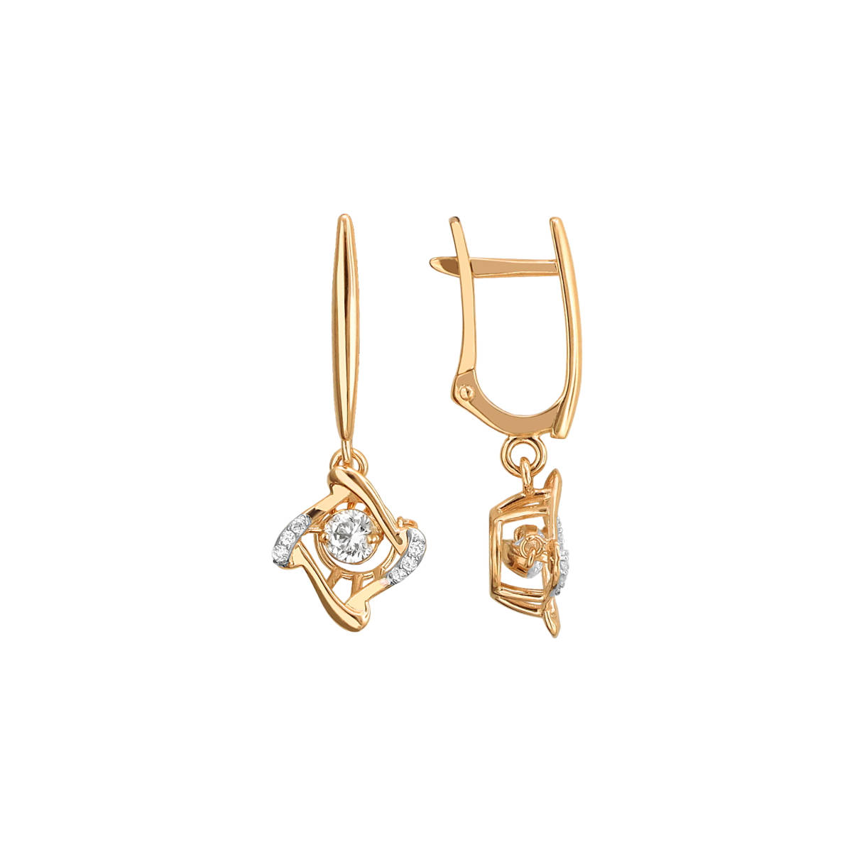 Серьги из красного золота 585 пробы с фианитами 01С1111853Р Серьги из красного золота 585 пробы с фианитами 01С1111853Р