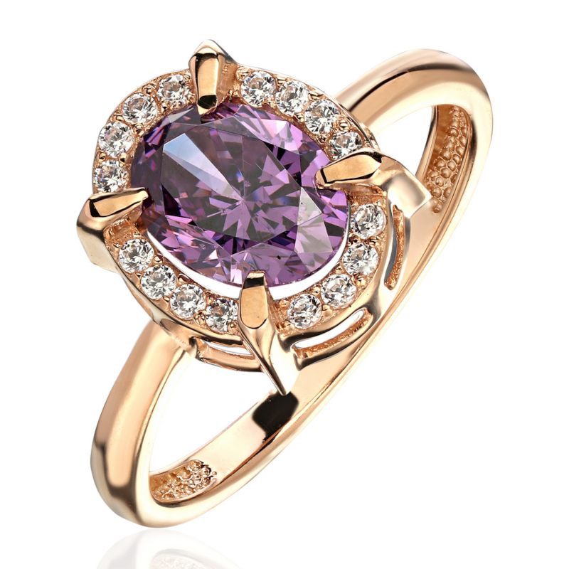 Кольцо из красного золота 585 пробы с фианитами 01К2115423-2