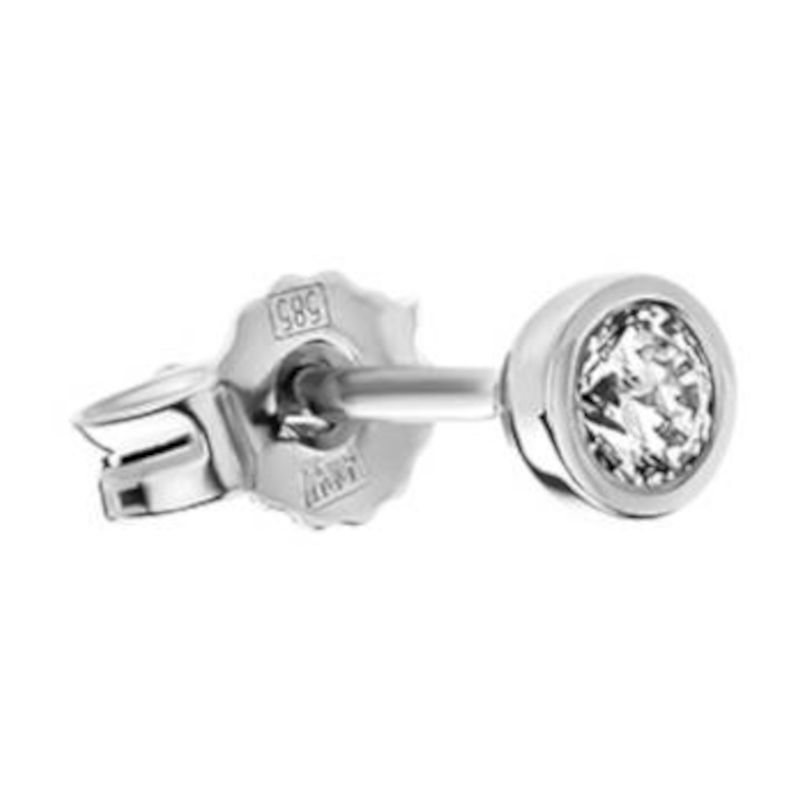 Серьга одиночная из белого золота 585 пробы с фианитом 01С126024